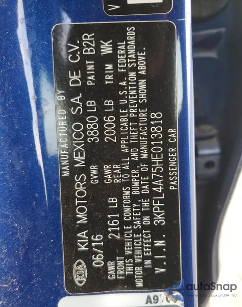 2017 Kia Forte Lx from USA, damaged, VIN 3KPFL4A75HE013818